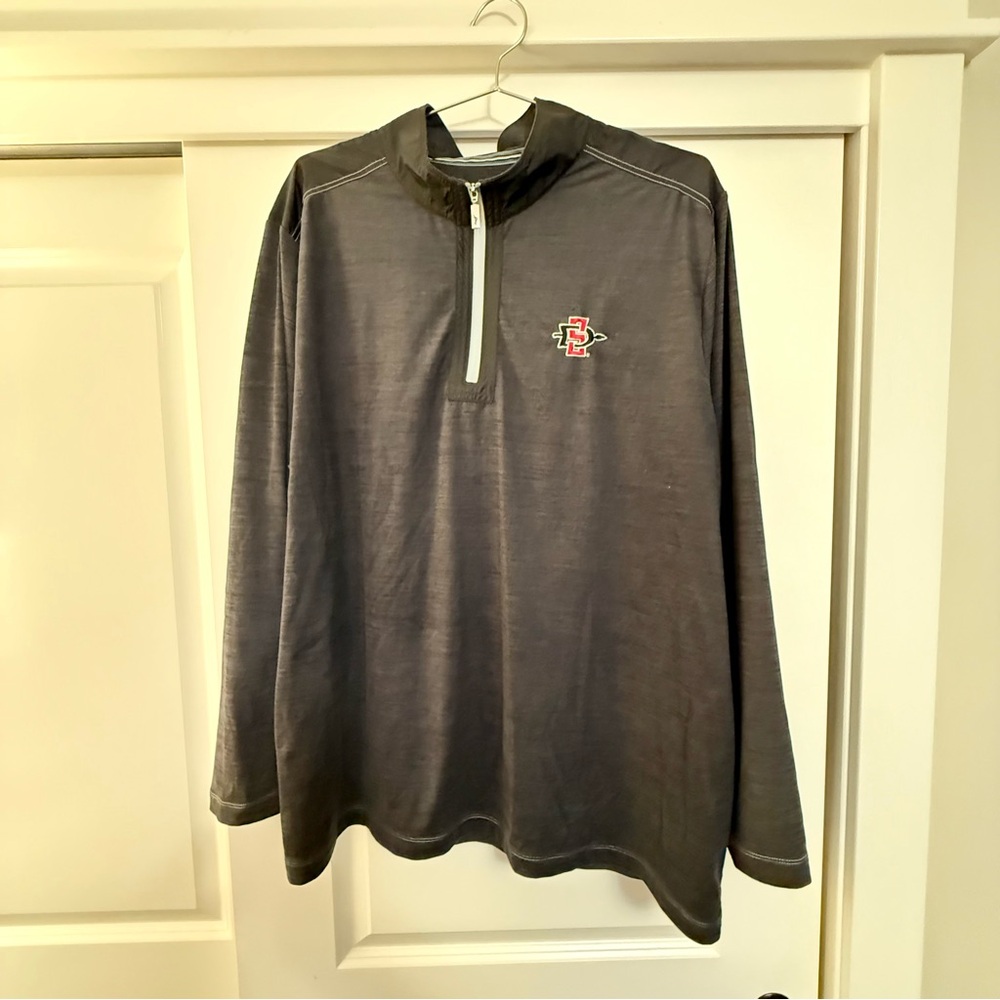 SDSU Aztecs Tommy Bahama Dark Gray Quarter-Zip Jacket